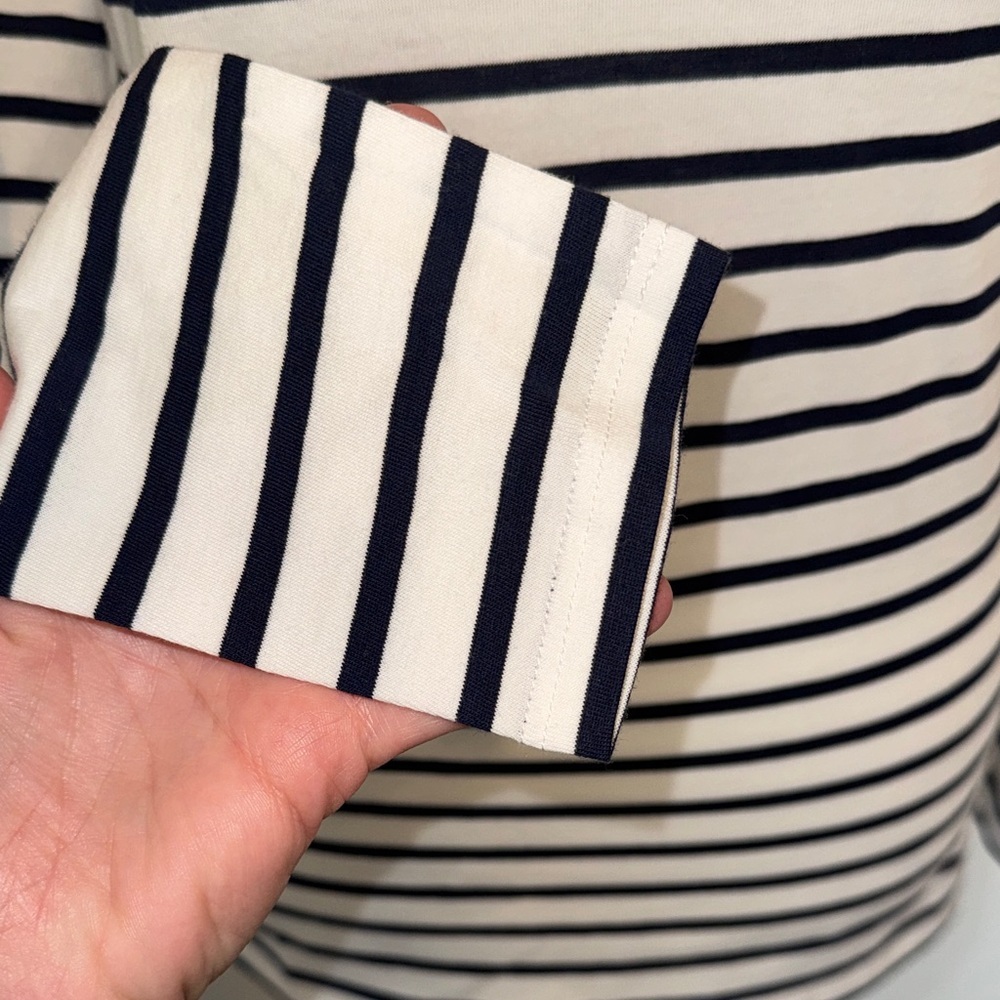 Boden NWT Navy and White Striped Snowman Long Sleeve Tee - Picture 4 of 10